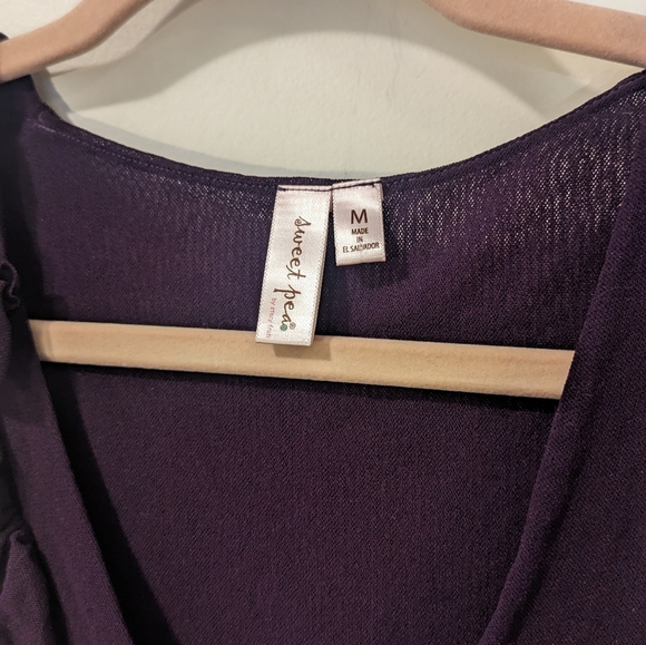 Eggplant deep purple mesh overlay wrap top M Sweet Pea by Tracy Frati - Picture 9 of 14